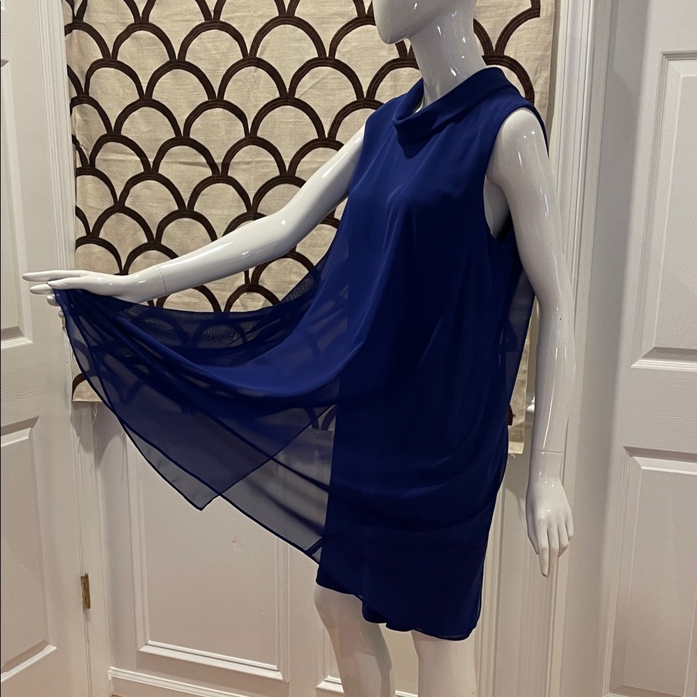 Sleeveless Event Dress with Sheer Overlay
